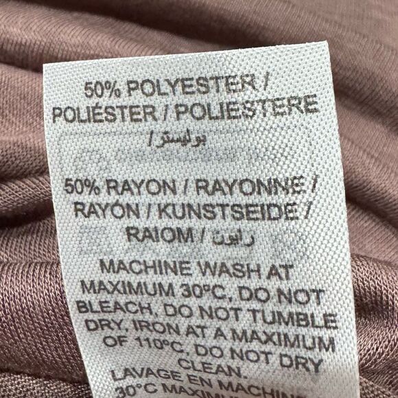 NEW Edikted Sheer Raw Hem Long Sleeve Crop Top Brown Women’s Small - Picture 3 of 4